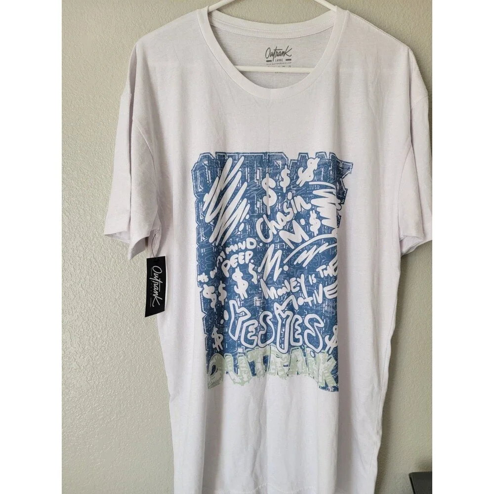 Outrank Brand Chasin M's Graphic T-Shirt White Size L NWT - Picture 2 of 8